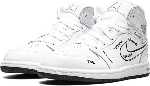 Vista 2 de Jordan Jordan 1 Mid DQ1866 100 - Esquema preescolar - Tamaño 11C blanconegro, BlancoNegro