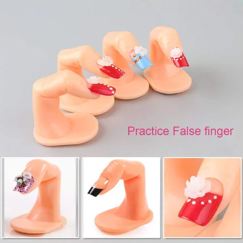 Vista 8 de Práctica de arte de uñas, dedos falsos de plástico con uñas para mano, herramientas de decoración de exhibición de arte de uñas (10 unidades)