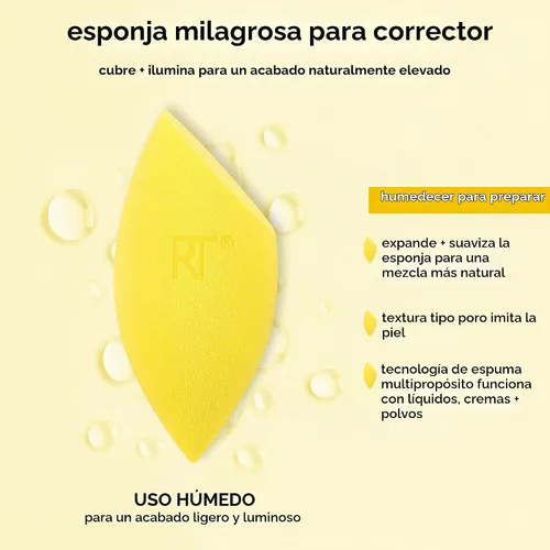 Vista 7 de Real Techniques Miracle Concealer Sponge, esponja de mezcla de maquillaje para corrector líquido y crema, forma alargada para una aplicación precisa