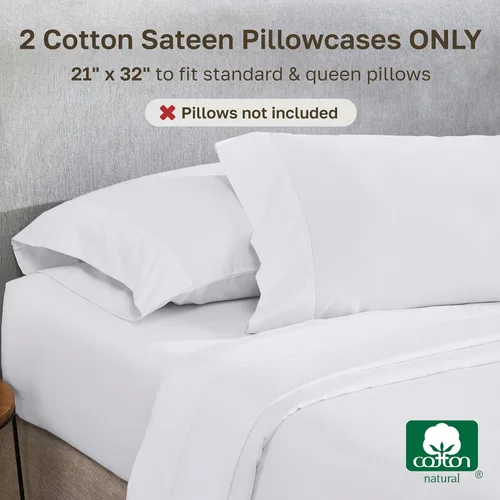 Vista 3 de Fundas de almohada de algodón de 400 hilos 01-Blanco