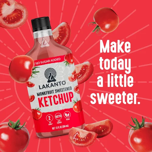 Vista 7 de Lakanto Ketchup sin azúcar, endulzado con edulcorante de fruta de monje, perfecto para hamburguesas, papas fritas, keto, paleo y vegano, sin gluten