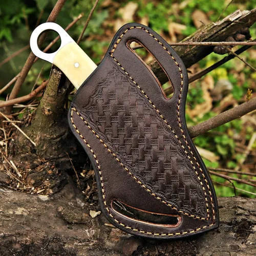 Vista 5 de TAC KNIVES 8'' de tang completo Cuchillo de hoja fija para exterior, camping y caza con funda, regalo para él, 1095 de acero de alto carbono