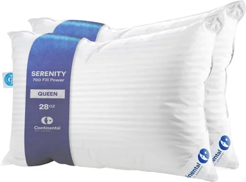 Vista 22 de Continental Bedding Serenity Collection 700 Fill Power - Almohada de plumón húngara en tamaño bajo, mediano, extra loft, plumón certificado RDS