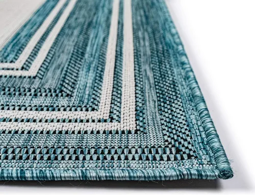 Vista 8 de Liora Manne Carmel - Alfombra tejida de perfil bajo de fácil cuidado para interiores y exteriores, color aguamarina, 6 pies 6 pulgadas x 9 pies 4