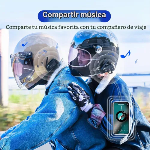 Vista 4 de LEXIN MeshCom - Auriculares Bluetooth para motocicleta, intercomunicador de malla para 24 pasajeros, paquete de 2 Helmet Communication System with