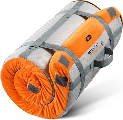 Vista 23 de GAIALOOP Colchón de Espuma Viscoelástica de 3 Pulgadas para Acampar, Almohadilla de Dormir de Doble Capa Gruesa para Coche, Tienda, Cama