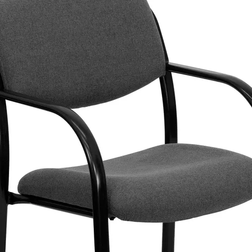 Vista 6 de Flash Furniture Silla de recepción lateral ejecutiva de tela gris Richie con base de trineo