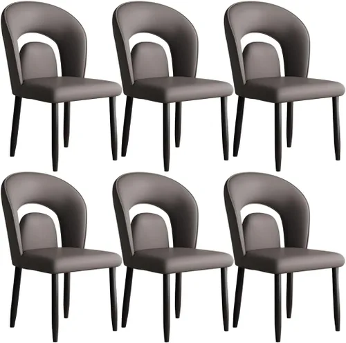 Vista 37 de YVYKFZD Leather Dining Chairs, Kitchen Chairs Set with Curved Back, Upholstered Dining Room Chair, Armless Comfy Side Chair, for Living Room, Dark