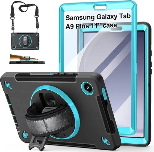 Vista 14 de Funda para Galaxy Tab Active 5 Pro 2025/4 Pro 2022/2019 de 10.1 Pulgadas: TPU con Soporte - Protector de Pantalla - Correa de Mano - Correa de Negro