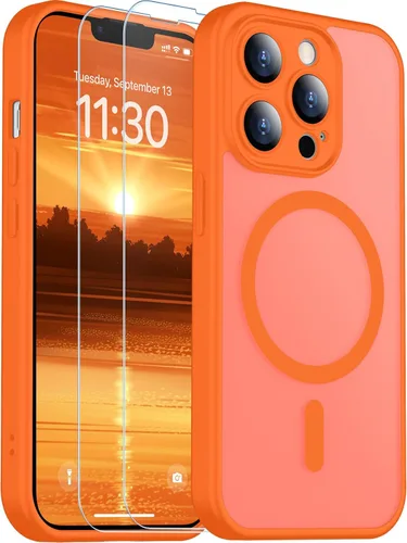Vista 135 de SPIDERCASE Funda magnética translúcida diseñada para iPhone 11, con 2 protectores de pantalla de vidrio templado, antihuellas, para iPhone 11 de 6.1