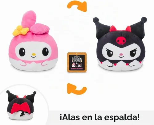 Vista 3 de TeeTurtle Sanrio My Melody and Kuromi - Peluche reversible de 4 pulgadas Ángel y Diablo Mi Melodía y Kuromi