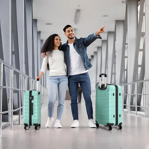 Vista 5 de 202428inch Equipaje Sets Durable Maleta Sets con Doble Spinner Ruedas TSA Lock, verde (C-Mint Green)