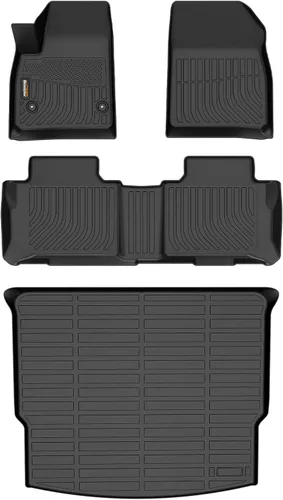 Vista 53 de Alfombrillas para todo tipo de clima y forro de carga para Volkswagen Atlas 2018-2026 (asientos de 6 pasajeros), juego completo de 3 filas