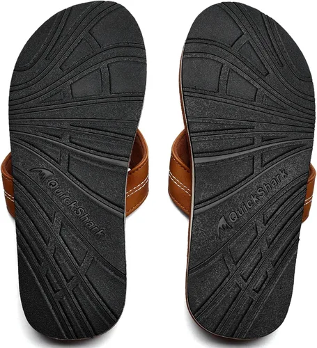 Vista 5 de Quickshark Sandalias de cuero para hombre, sandalias de playa con soporte de arco