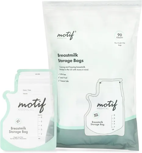 Vista 11 de Motif Medical Bolsas de almacenamiento de leche materna – Bolsas para el congelador de leche materna con boquilla fácil de verter, etiqueta