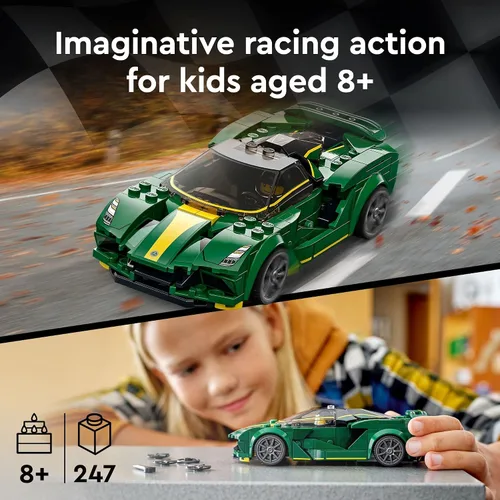 Vista 3 de LEGO Speed Champions Lotus Evija 76907 Modelo de juguete de coche de carreras para niños, juego coleccionable con minifigura de conductor de carreras