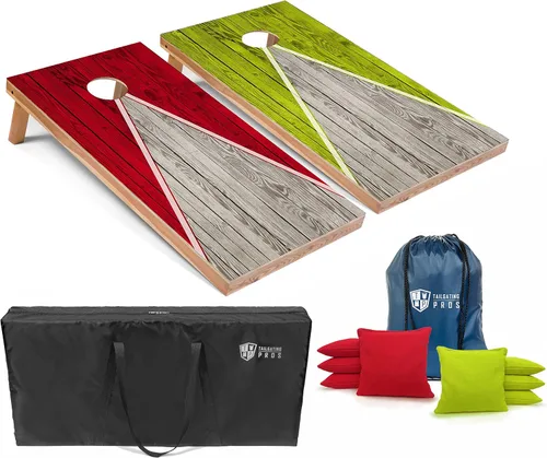 Vista 50 de Tailgating Pros Juego de tablero de Cornhole ligero con diseño piramidal con bolsas de frijoles y estuche de transporte, juego de cornhole