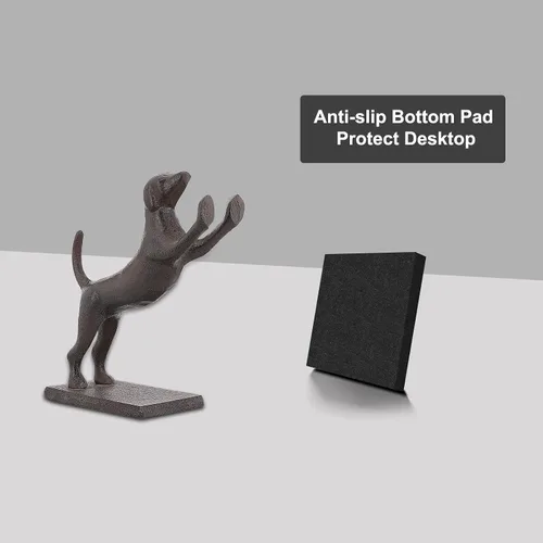 Vista 7 de Sujetalibros decorativos para perros, extremos únicos de hierro fundido con forma de animal para guardar libros resistentes, para decoración