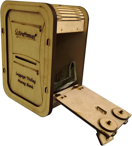 Vista 5 de MilesMagic Banco de dinero para niños y adultos, caja de ahorros oculta personalizada para niños y niñas, caja fuerte portátil de madera