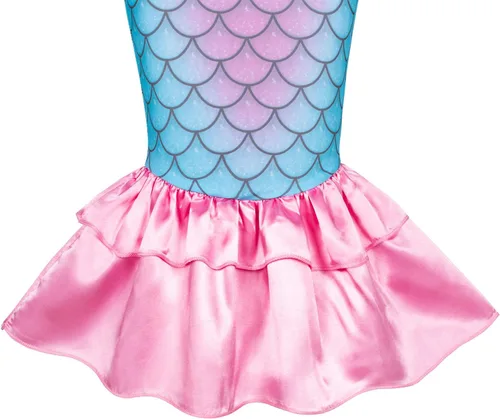 Vista 6 de Little Girls Mermaid Princess Costume for Girls Dress Up Party with Gloves,Crown Mace