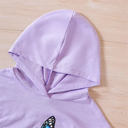 Vista 3 de TBUIALL Ropa para niñas pequeñas, conjunto de pantalones con capucha de manga larga con estampado de mariposas para 1 adolescente