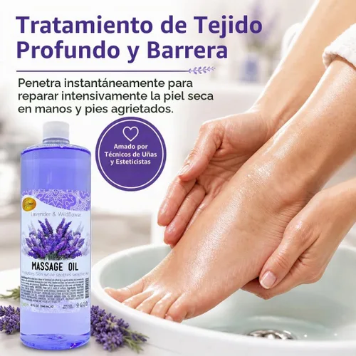 Vista 5 de SPA REDI Aceite de masaje de tejido profundo, deslizamiento sin residuos, lavanda, 32 onzas