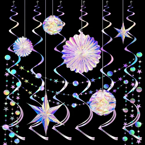 Vista 18 de BTSD-home 6pc Iridescent Party Decorations Hanging Decor Iridiscente 1