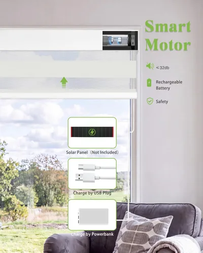 Vista 4 de Persianas motorizadas de cebra con control remoto, persianas Beige
