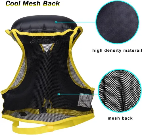 Vista 7 de NAXER Chaquetas inflables de flotabilidad, chalecos de esnórquel para adultos, kayak, kayak, esnórquel, traje de esnórquel de 90 a 200 libras, fácil