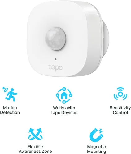 Vista 2 de TP-Link Tapo Sensor de movimiento, requiere Tapo Hub, batería de larga duración con protocolo inalámbrico de baja potencia Sub-1G, detección