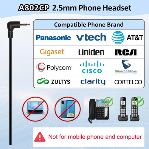 Vista 2 de Auriculares para teléfono de 0.098 in con micrófono con cancelación de ruido e interruptor de silencio, auriculares de teléfono de ajuste cómodo