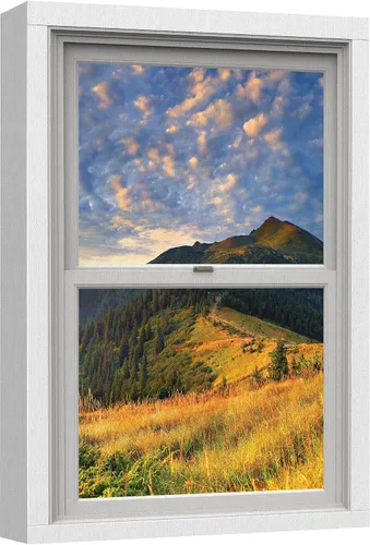 Vista 46 de wall26 - Cuadro en lienzo para pared, vista de ventana, atardecer neón, cielo, palmera tropical, playa, naturaleza, desierto, fotografía, realismo