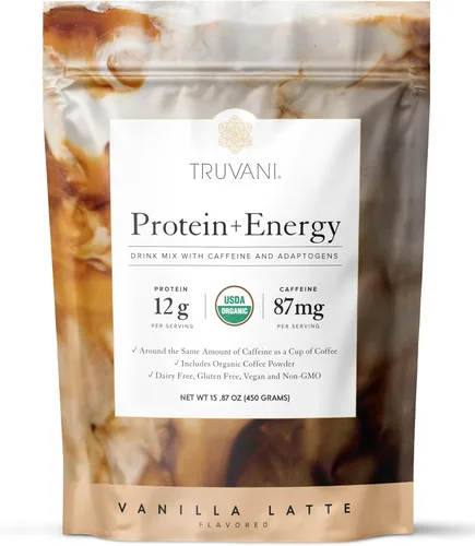 Vista 11 de Truvani Proteína en polvo de guisante vegana Banana Canela 20g de proteína vegetal orgánica 20 porciones Keto Sin gluten ni lácteos Bajo