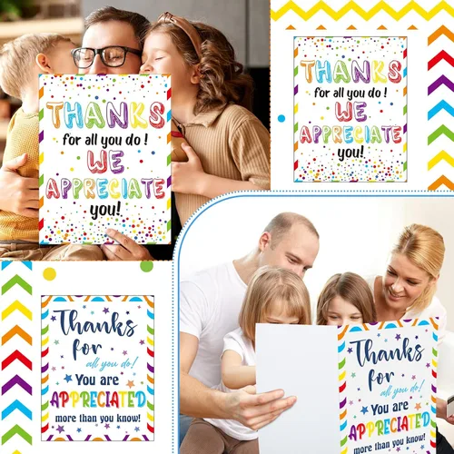 Vista 4 de Teling Paquete de 6 Tarjetas de Agradecimiento Muy Grandes con Sobre Tarjetas de Felicitación Jumbo de Apreciación Tarjetas de Agradecimiento