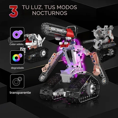 Vista 5 de Kit de construcción de robot RC STEM 5 en 1 para niños, juego de constructor de APP y control remoto, juguetes RC para niños bloques 419 piezas