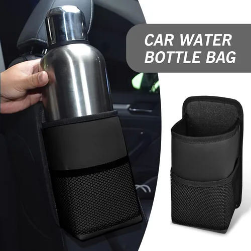 Vista 7 de 1 bolsa para botella de agua para automóvil, 9.8 x 5.51 pulgadas, correa ajustable, de cuero de microfibra, para colgar lateral, bolsa de taza