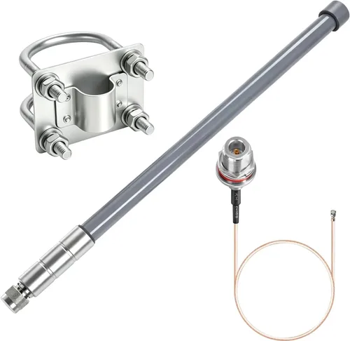 Vista 8 de Impermeable 5.8dBi Meshtastic Lora 915MHz nodo/repetidores/módulo dispositivos antena de fibra de vidrio (color negro) con conector macho N y cable