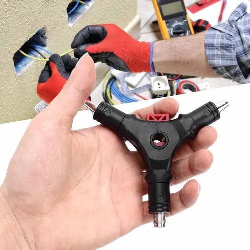 Vista 3 de Conector F 4 en 1, herramienta de ensanchamiento de instalación de compresión coaxial, herramienta de compresión pelacables multifunción para cable