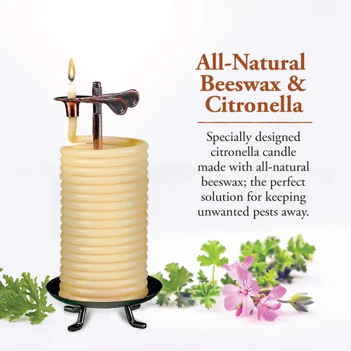Vista 2 de Candle by the Hour Recambio de vela de citronela de 80 horas, cera de abeja natural ecológica con mecha de algodón, amarillo