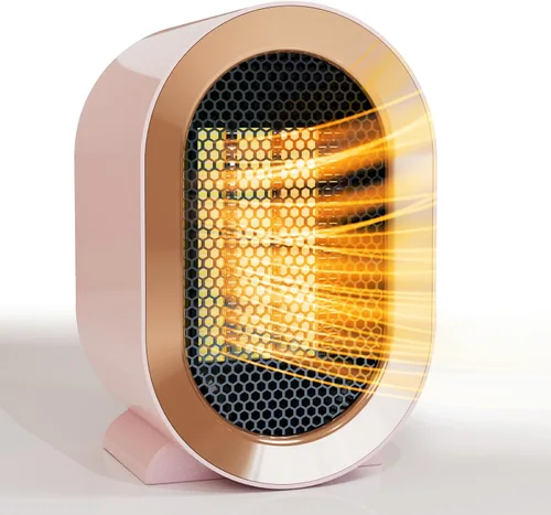 Vista 8 de Calentador eléctrico portátil para interiores, calentador de escritorio personal de 1200 W, calefacción silenciosa rápida de cerámica para Blanco