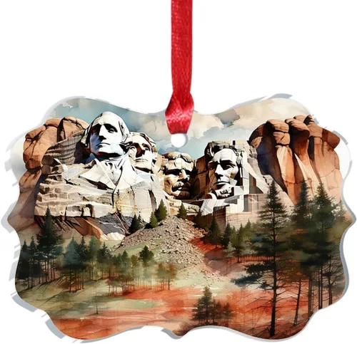 Vista 4 de Mount Rushmore - Adorno conmemorativo nacional para árbol de Navidad, paisajes naturales en Estados Unidos, suministros de fiesta de Navidad, regalo