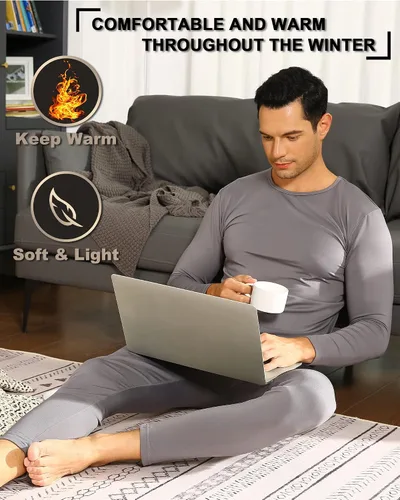 Vista 4 de ViCherub Thermal Underwear for Men Fleece Lined Long Johns Thermals Top and Bottom Set Base Layer for Cold Weather