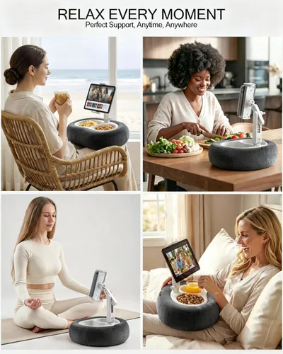 Vista 3 de Miledi Soporte de almohada para tableta, compatible con Kindle de 5 a 12.9 pulgadas, iPad, teléfono/tableta, soporte giratorio de 360° para cama
