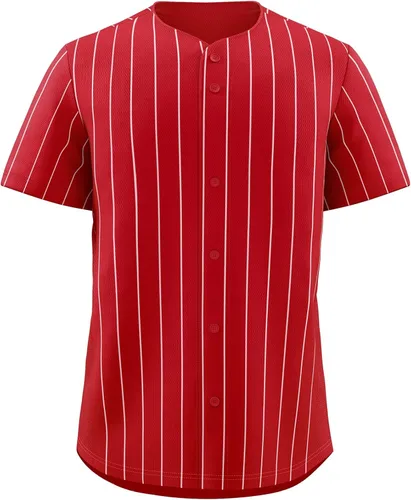 Vista 37 de KXK Camiseta de béisbol en blanco para hombre, camisas casuales con botones, manga corta, uniforme deportivo de equipo activo