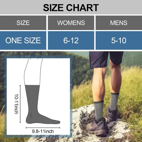 Vista 5 de 80% Merino Wool Socks for Men Women, Warm Thermal Hiking Socks, Winter Cushioned Boot Socks 3 Pairs