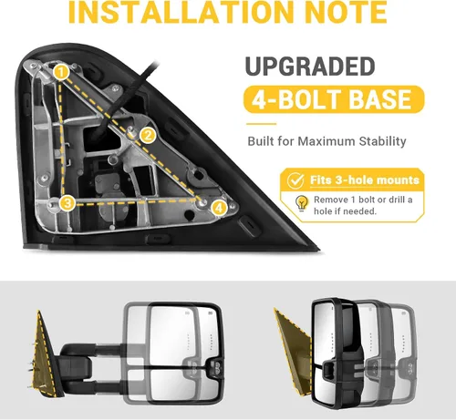 Vista 3 de Sanooer Espejos de remolque pintados en negro Compatibles con Chevy Silverado GMC Sierra 2014-2018 con luz de giro dinámica Switchback, luces