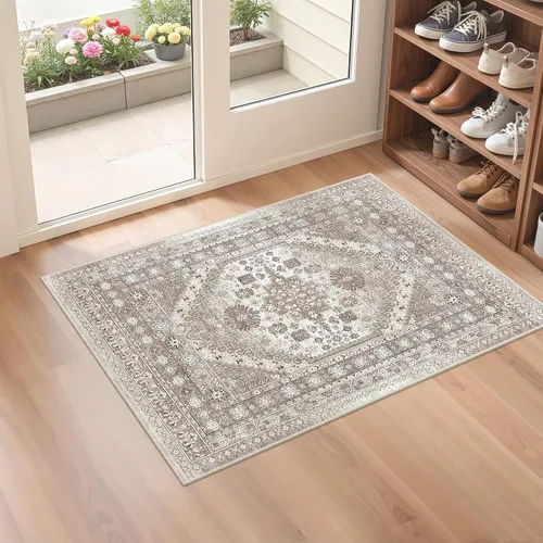 Vista 30 de befbee - Alfombra para sala de estar, lavable y resistente a manchas, con base antideslizante, ideal para dormitorio y cocina, decoración clásica