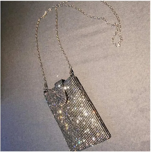 Vista 5 de Happyera Bling Rhinestone Evening Handbag Cell Phone Purse Wallet Clutch Crossbody Bag