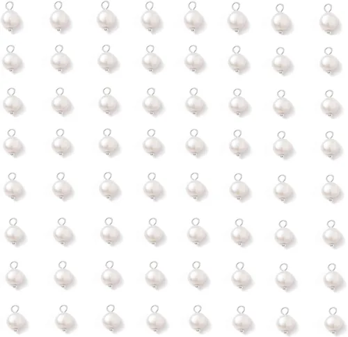 Vista 9 de 100 piezas ovaladas naturales de agua dulce abalorios de perlas blancas colgantes para pulseras collares joyería fabricación