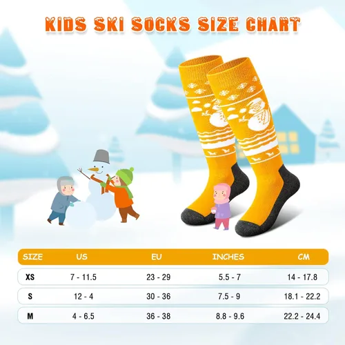 Vista 4 de Kids Ski Socks (2 Pair3 Pair) Thermal Thick OTC Snow Socks for Boys Girls Toddler Skiing Snowboard Skating Winter Sports